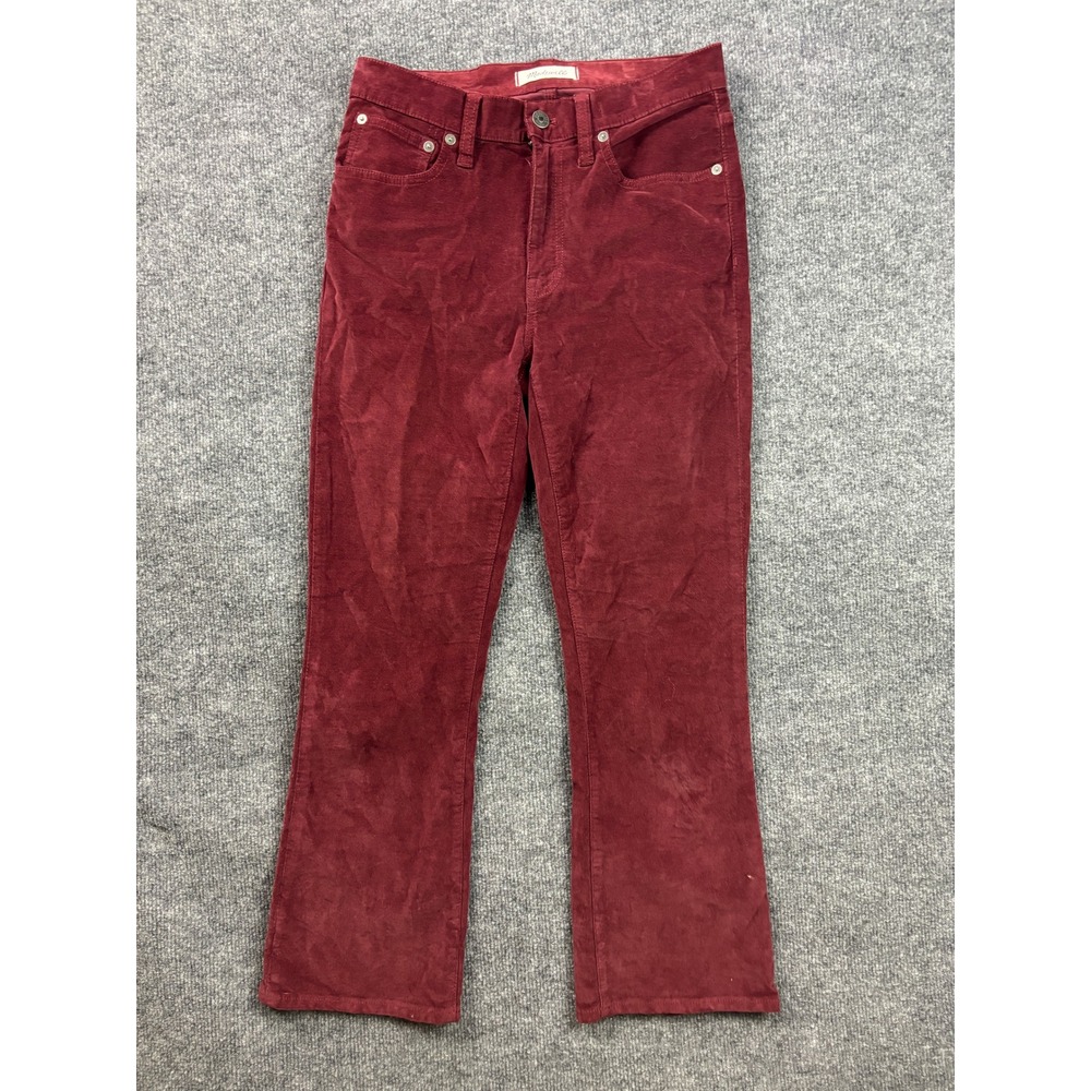 Madewell Cali Demi-Boot Pants Womens 27 Burgundy Corduroy High Rise Flare